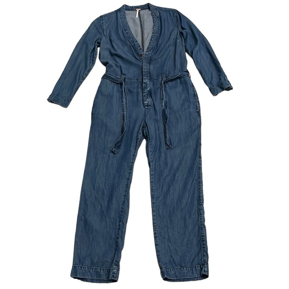 Free People Pants - Free People Lou Blue Denim One Piece Jumpsuit - Size 6 - NWOT